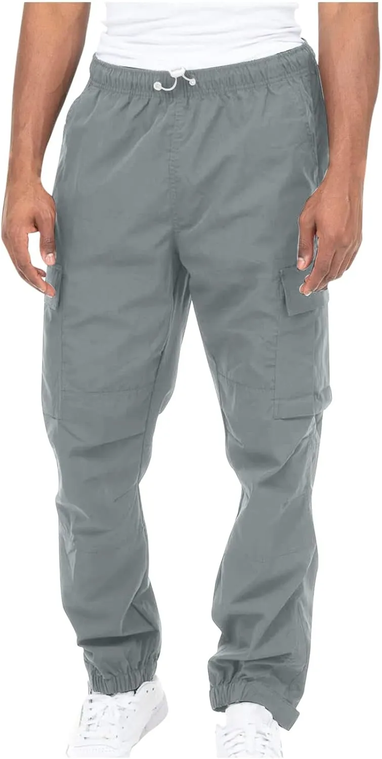 Finelylove Mens Big and Tall Sweatpants Elastic Waist Straight Fit Cargo Sweatpants Casual Stretch Workout Hiking Pants