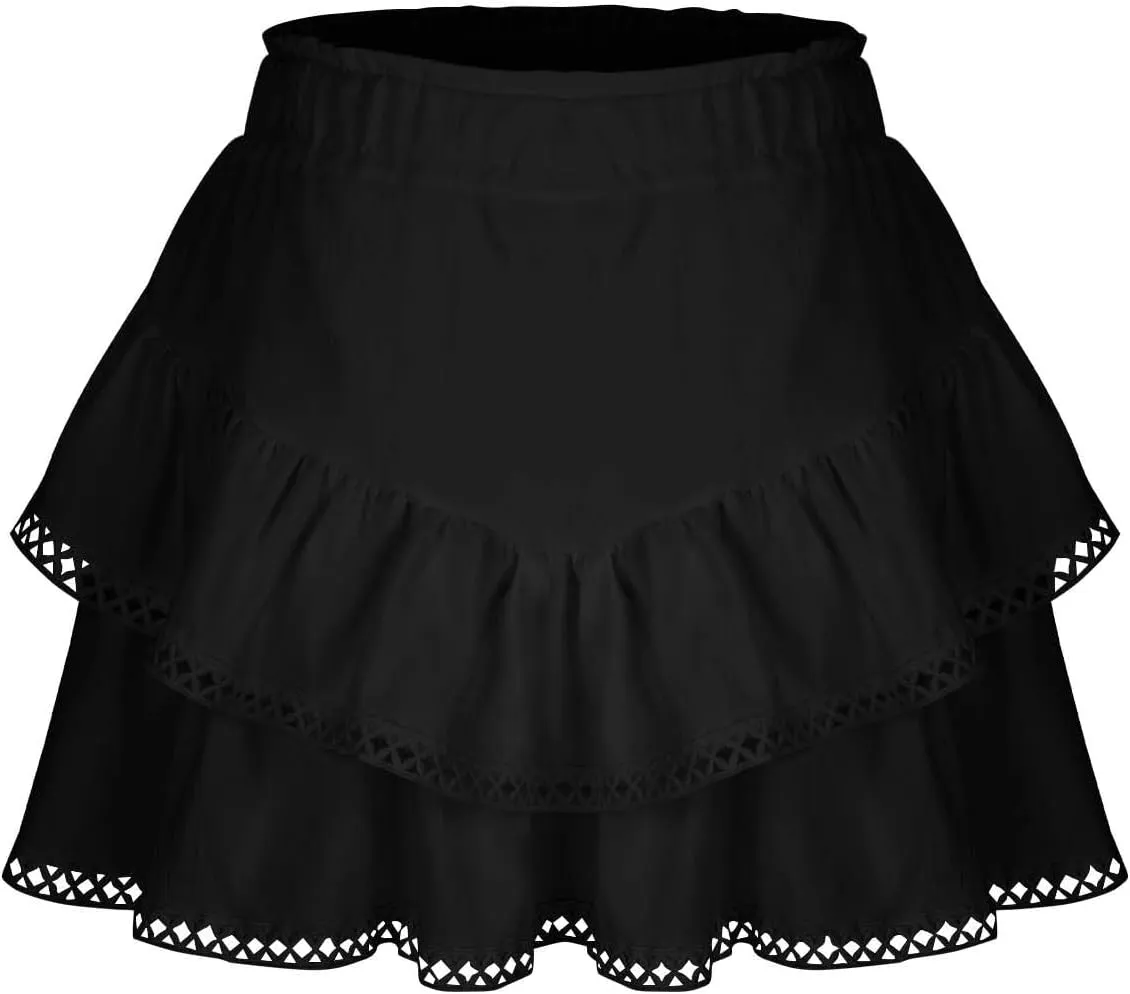 Flowy Shorts for Women Summer Casual Boho Ruffle Tiered Skorts High Waist Mini Skirts Golf Tennis Lace Crochet Shorts