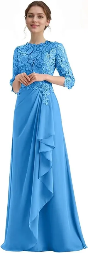 Formal Mother of The Bride Dresses for Wedding Lace Chiffon Formal Dresses Long Evening Gowns for Women