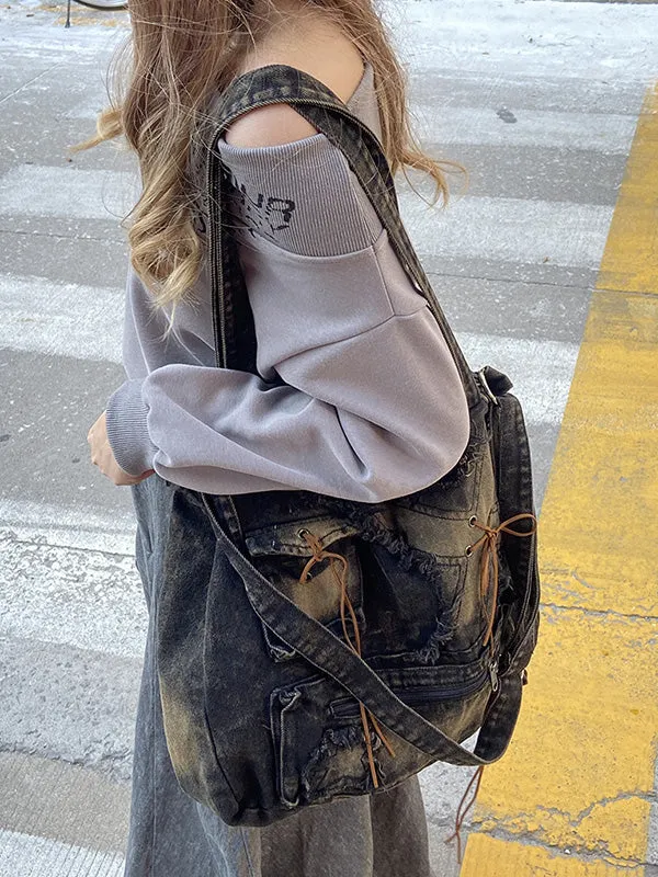 Fringed Split-Joint Zipper Handbags Crossbody Bags Bags