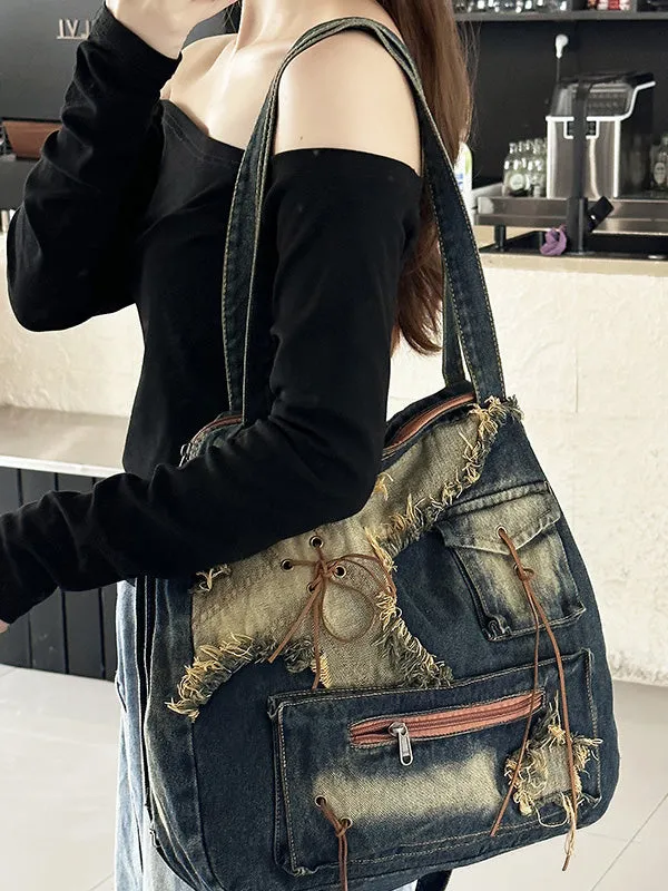 Fringed Split-Joint Zipper Handbags Crossbody Bags Bags