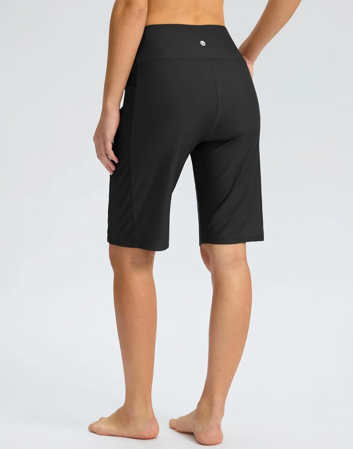 G Gradual Women's 11" Long Swim Board Shorts High Waisted Knee Length Beach Swimming Shorts for Women with Pockets Liner