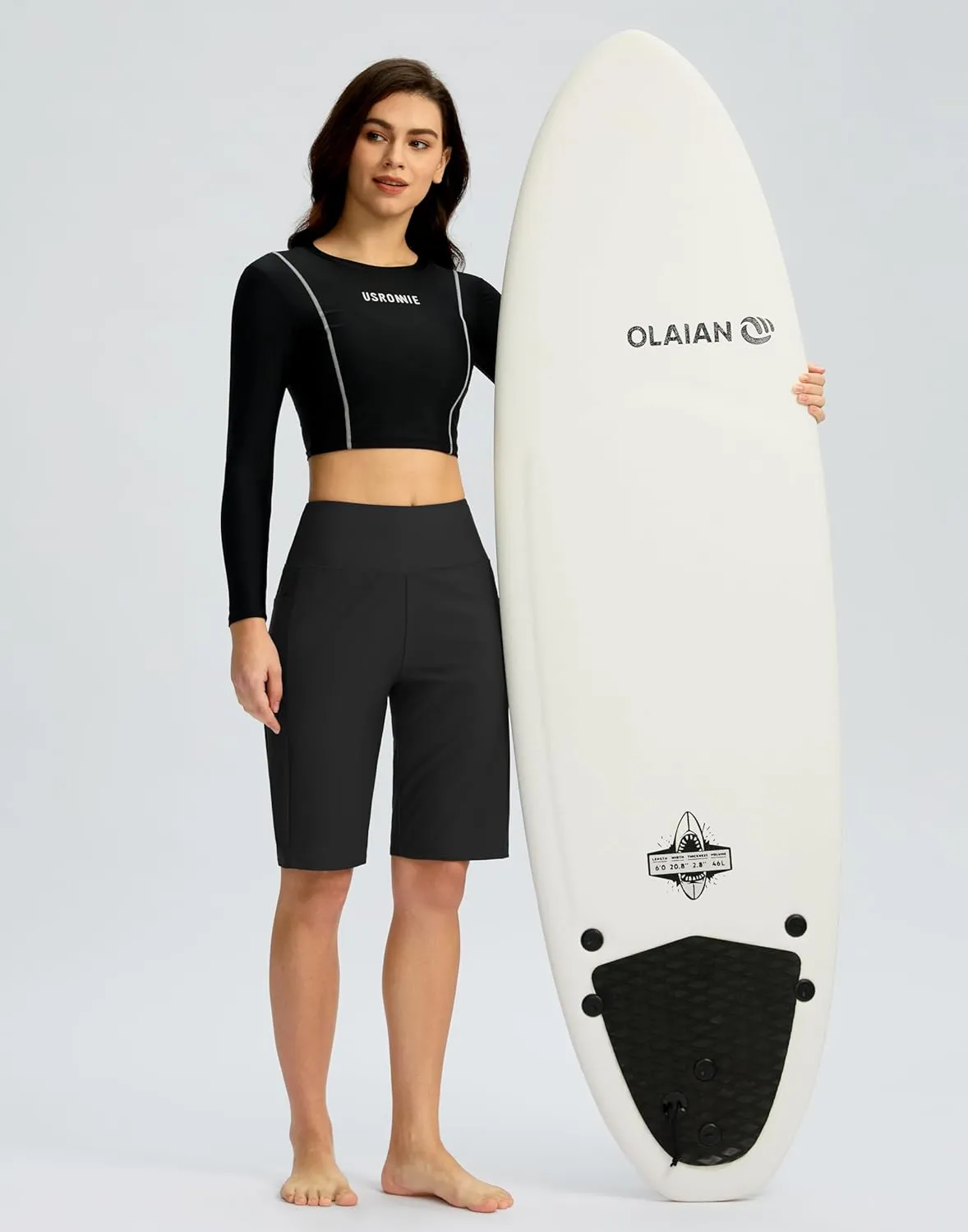 G Gradual Women's 11" Long Swim Board Shorts High Waisted Knee Length Beach Swimming Shorts for Women with Pockets Liner