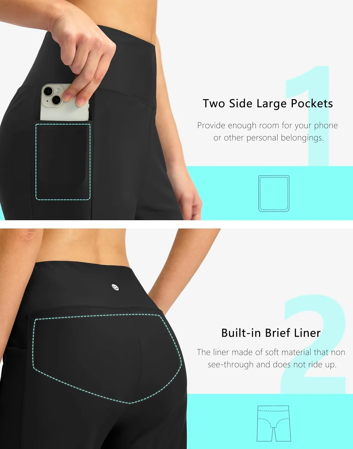 G Gradual Women's 11" Long Swim Board Shorts High Waisted Knee Length Beach Swimming Shorts for Women with Pockets Liner
