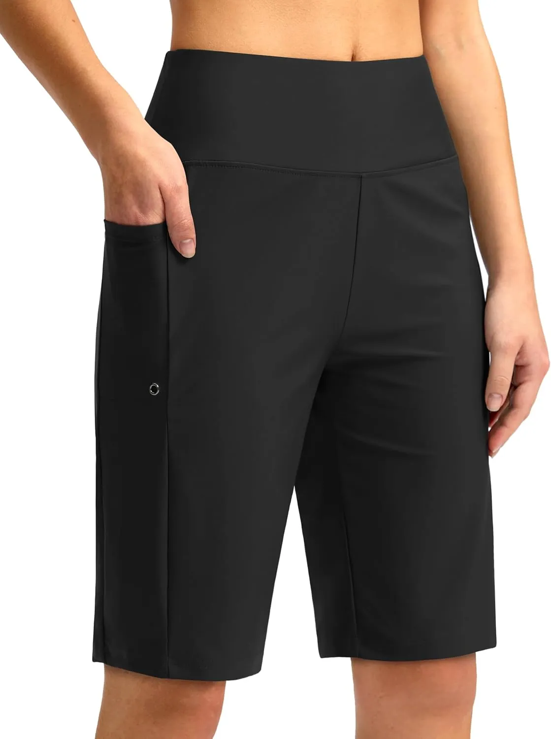G Gradual Women's 11" Long Swim Board Shorts High Waisted Knee Length Beach Swimming Shorts for Women with Pockets Liner