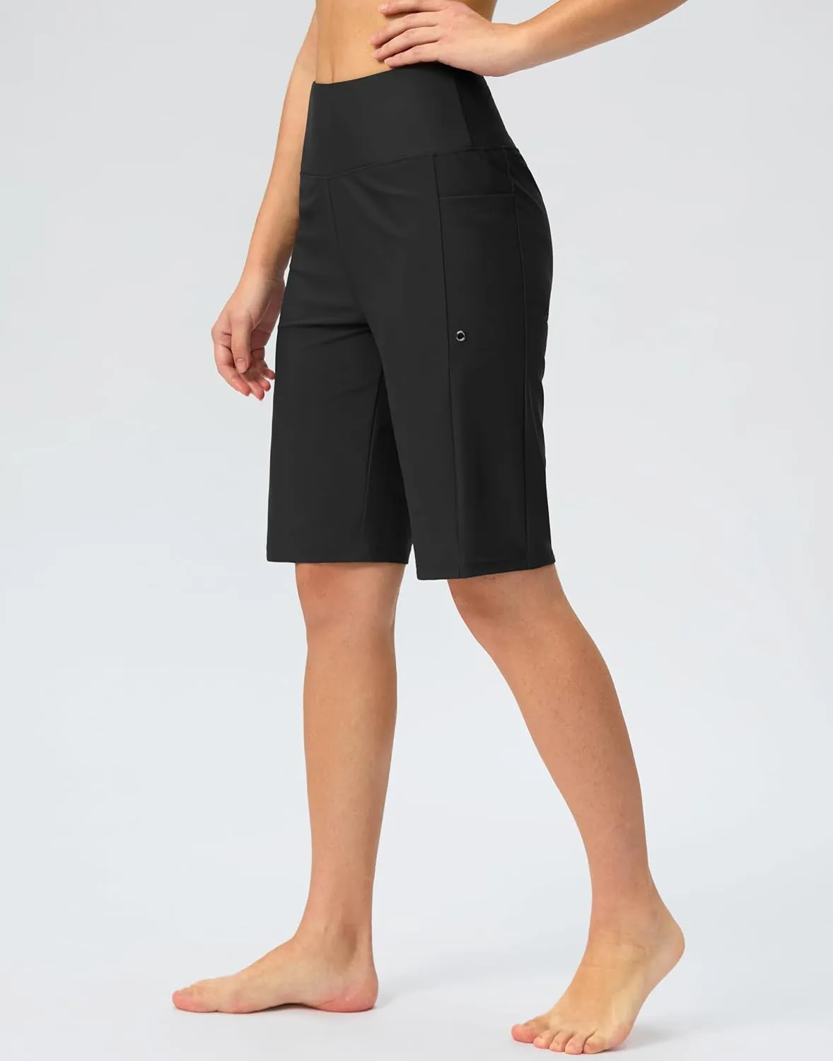 G Gradual Women's 11" Long Swim Board Shorts High Waisted Knee Length Beach Swimming Shorts for Women with Pockets Liner