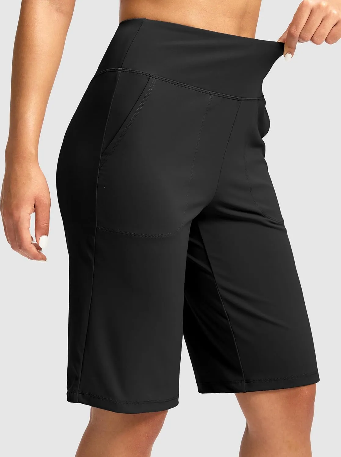 G Gradual Women's Bermuda Shorts 12" Knee Length with Pockets High Waisted Stretch Long Shorts for Women Casual Walking