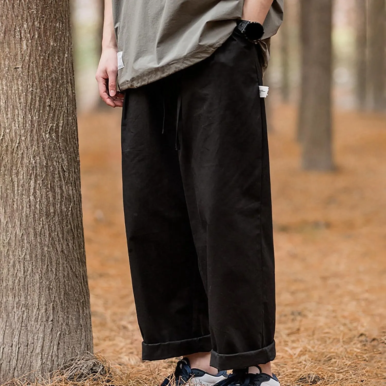 GIERIDUC Mens Cargo Sweatpants Mens Elasticated Waist Corduroy Trousers Extra Long Walking Trousers Best Sweat Pants for Men