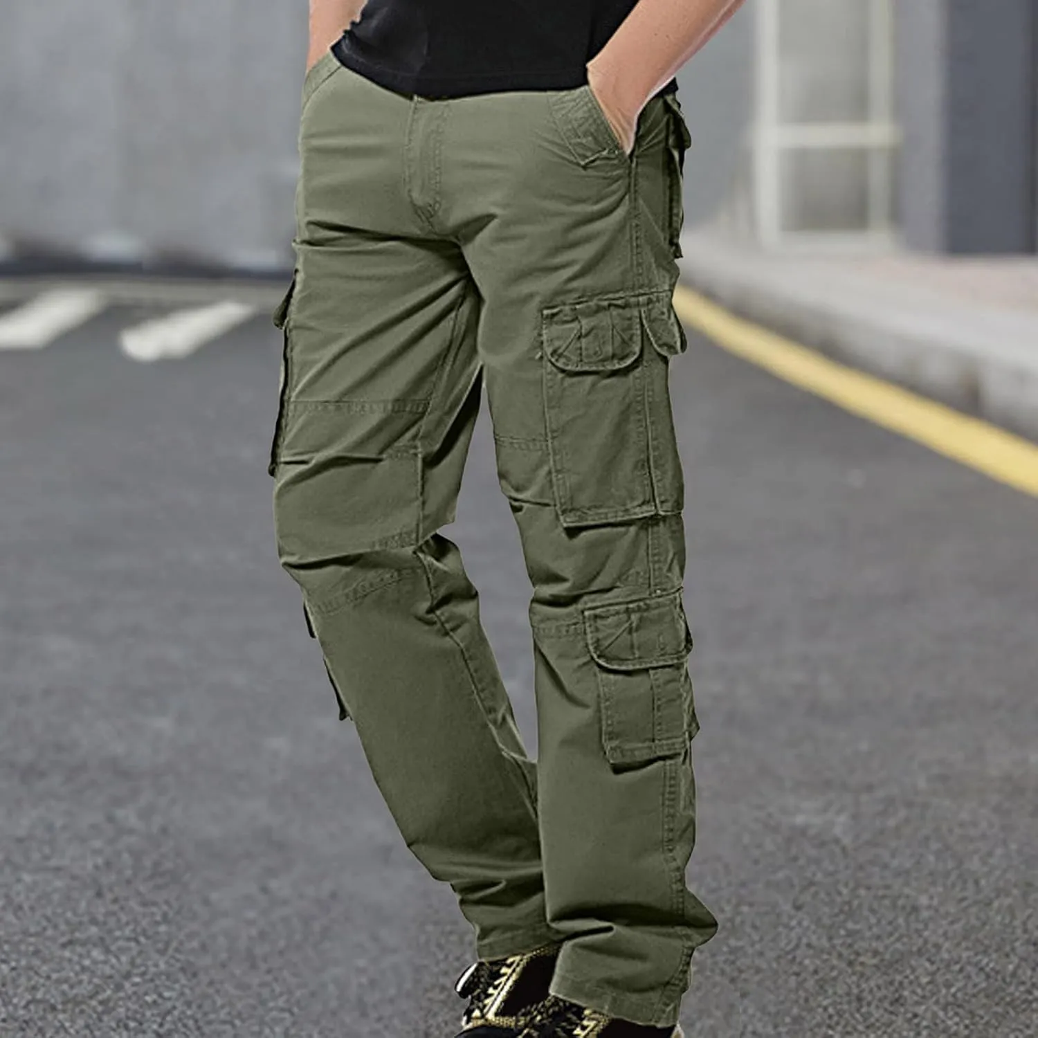 GIERIDUC Mens Stacked Flared Sweatpants Boyfriend Gifts for Boyfriend Best Formal Trousers for Men Forest Green Dress Pants