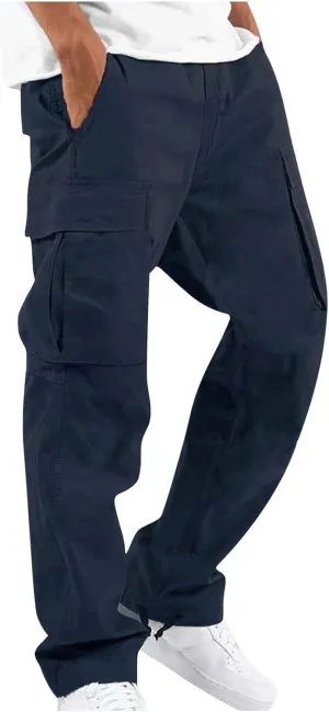GOFULY Cargo Pants Mens Baggy Drawstring Elastic Waist Sweat Pants Tall with Multi Pockets Pants Casual Joggers Trousers
