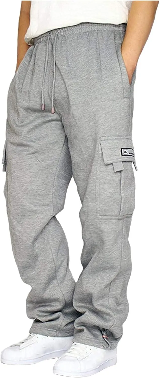 GOFULY Men Cargo Pants with Pockets Stretch Drawstring Elastic Waist Sweatpants Tall Regular Fit Pants Tall Joggers Trousers