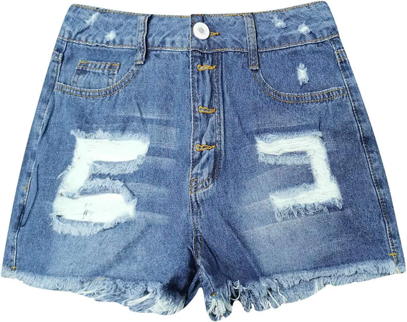 GOKKILRW Womens High Waisted Denim Shorts Casual Ripped Mid Rise Summer Hot Short Jeans Fray Distressed Stretchy Jean Shorts