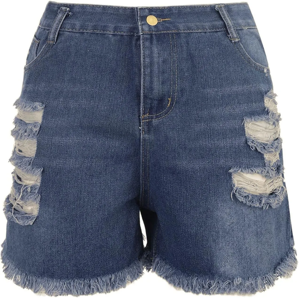 GOKKILRW Womens High Waisted Denim Shorts Casual Ripped Mid Rise Summer Hot Short Jeans Fray Distressed Stretchy Jean Shorts