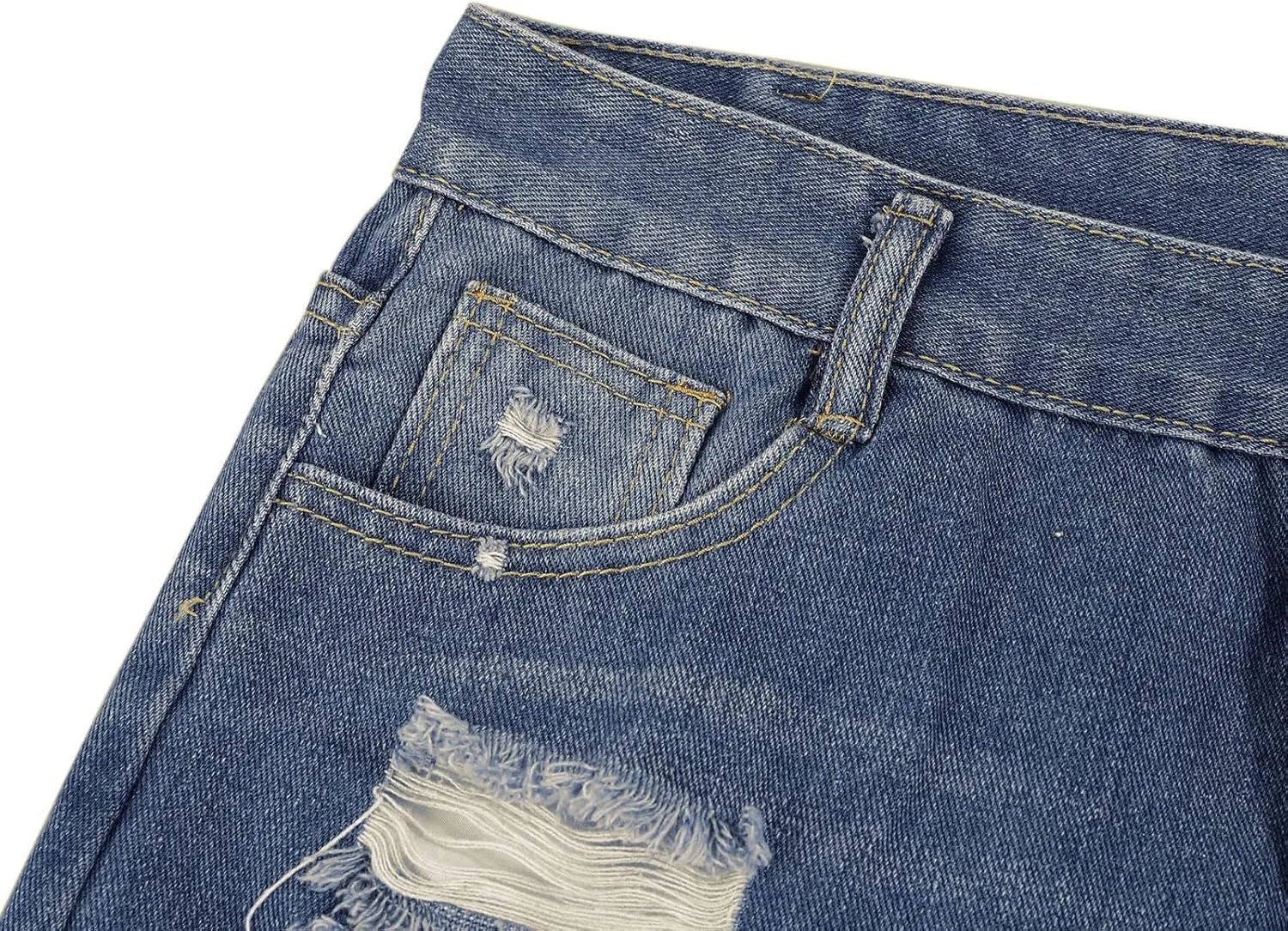 GOKKILRW Womens High Waisted Denim Shorts Casual Ripped Mid Rise Summer Hot Short Jeans Fray Distressed Stretchy Jean Shorts