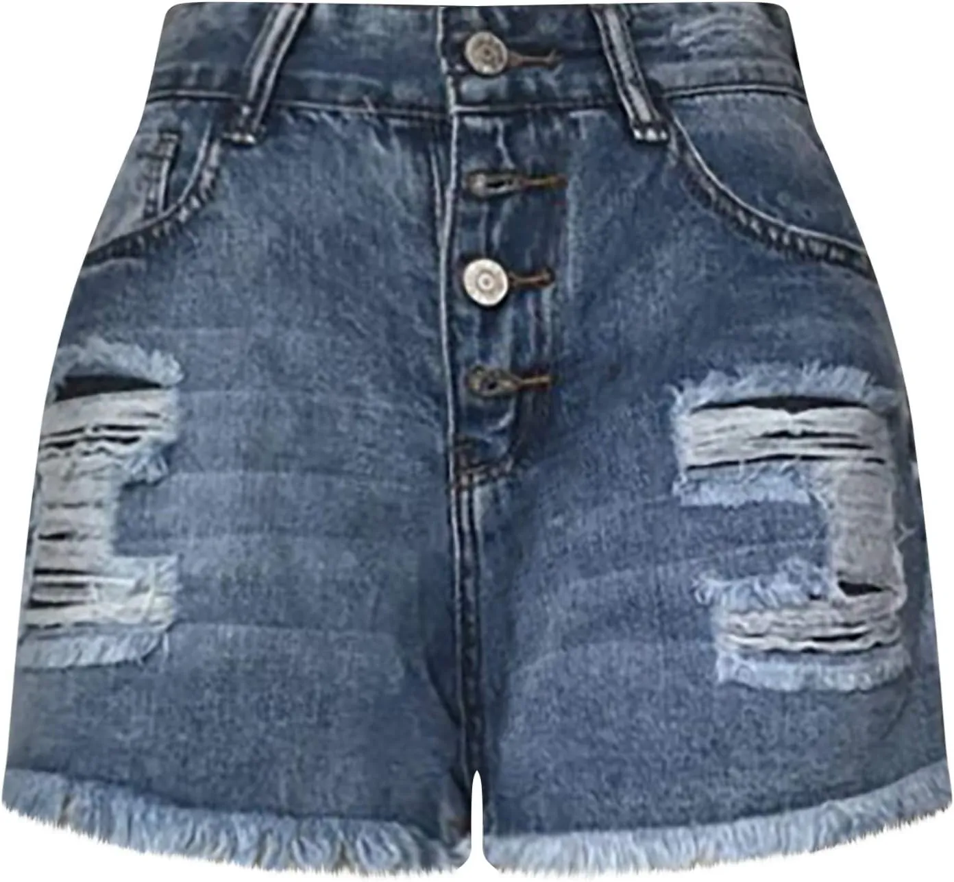 GOKKILRW Womens High Waisted Denim Shorts Casual Ripped Mid Rise Summer Hot Short Jeans Fray Distressed Stretchy Jean Shorts
