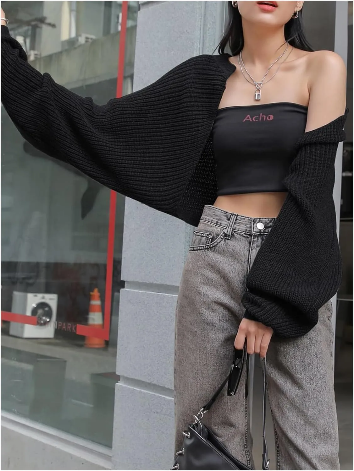 GORGLITTER Women's Long Sleeve Bolero Shrug Open Front Knit Cropped Cardigan Sweater Shrugs