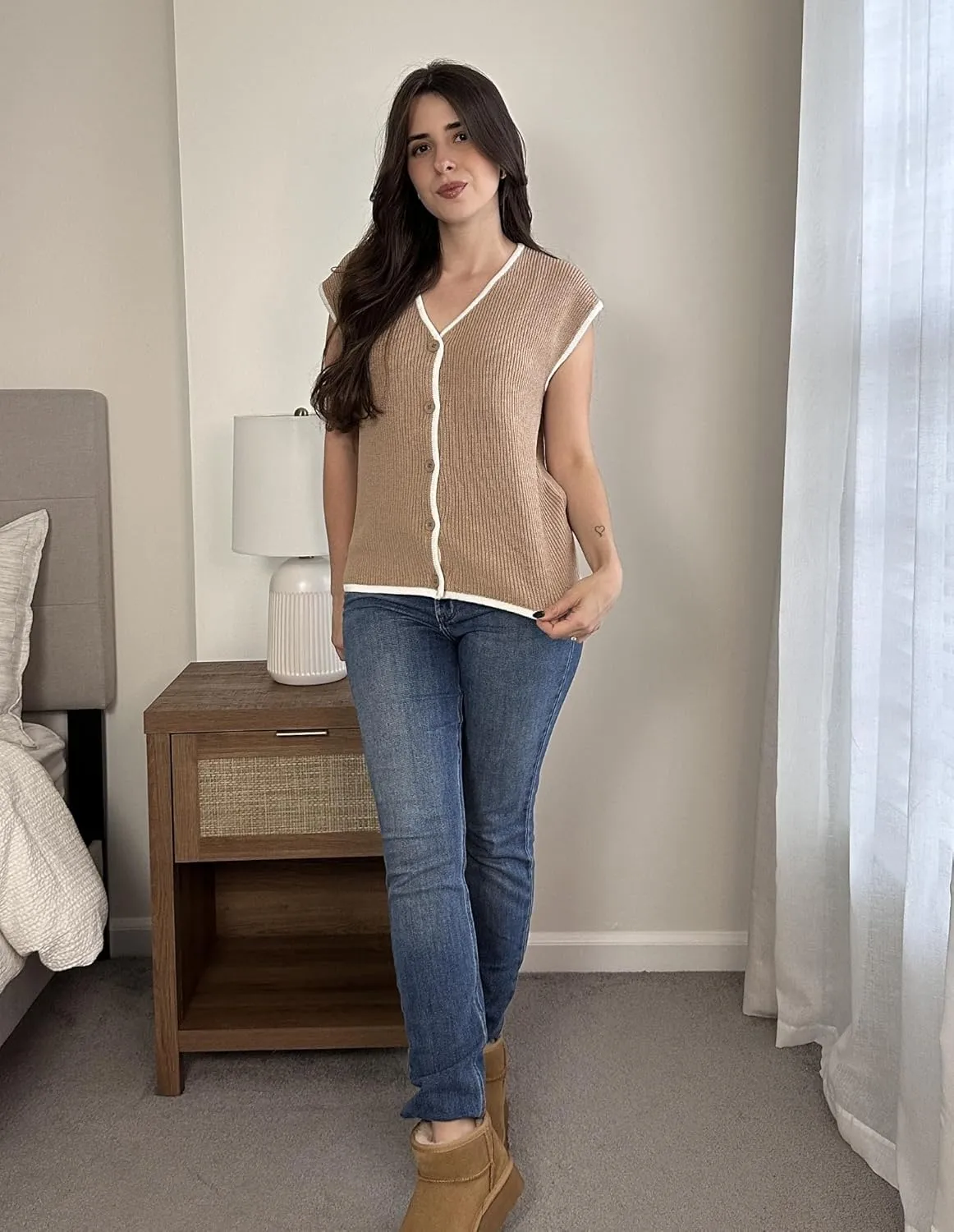 GRACE KARIN Womens Sweater Vest 2025 Summer Casual V Neck Cap Sleeve Button Down Sleeveless Knit Top