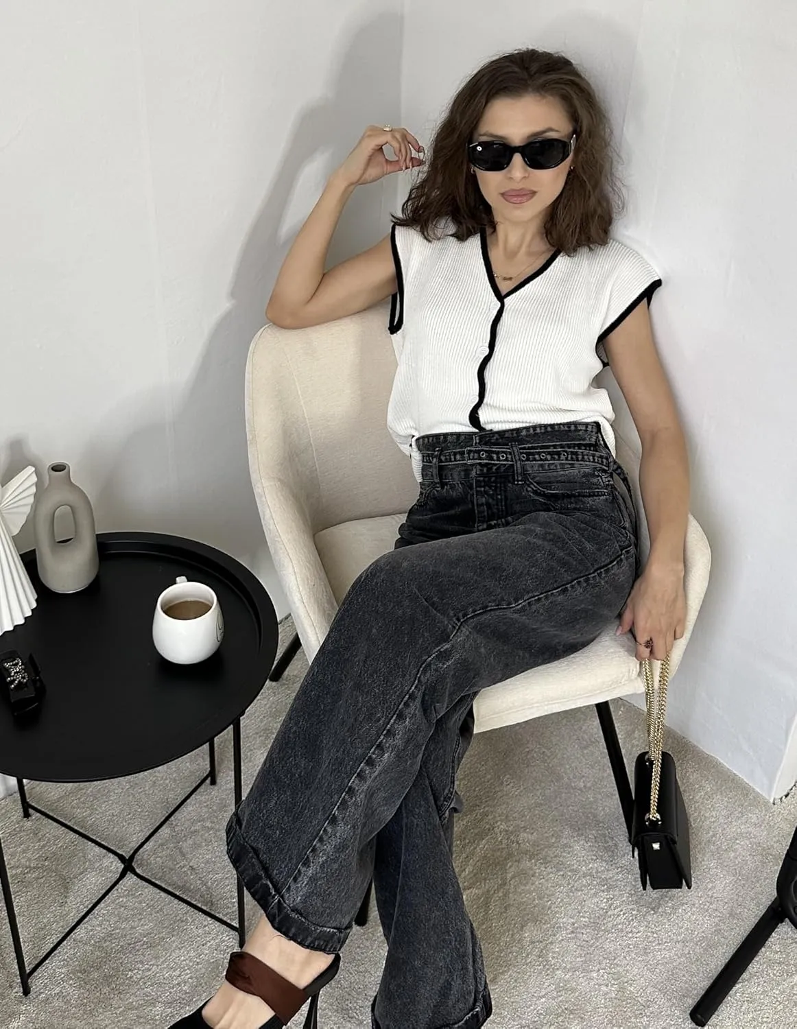 GRACE KARIN Womens Sweater Vest 2025 Summer Casual V Neck Cap Sleeve Button Down Sleeveless Knit Top