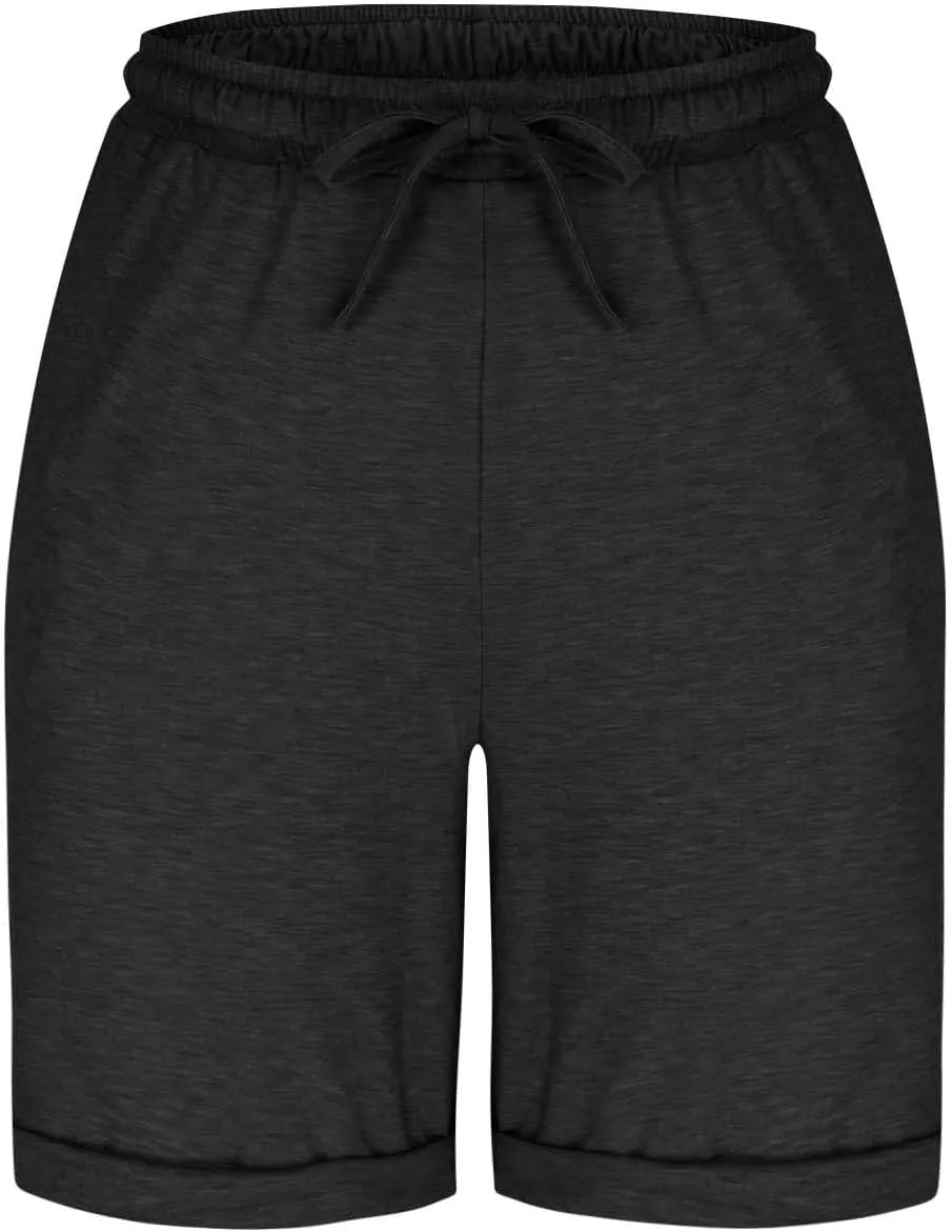 Half Shorts Pants for Women Trendy 2025 Summer Casual Shorts Elastic High Waisted Wide Leg Dressy Short with Pockets