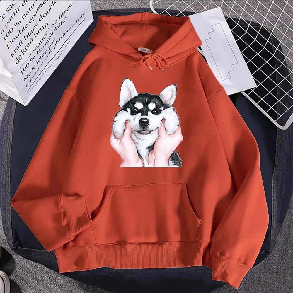 Hampson Cute Animal Husky Dog Printing Hoodie: Cozy Up in Whimsical Style