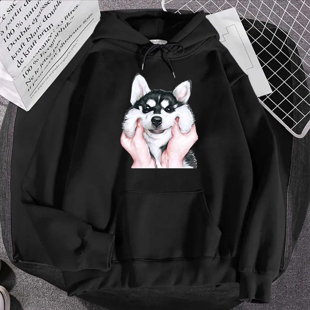 Hampson Cute Animal Husky Dog Printing Hoodie: Cozy Up in Whimsical Style