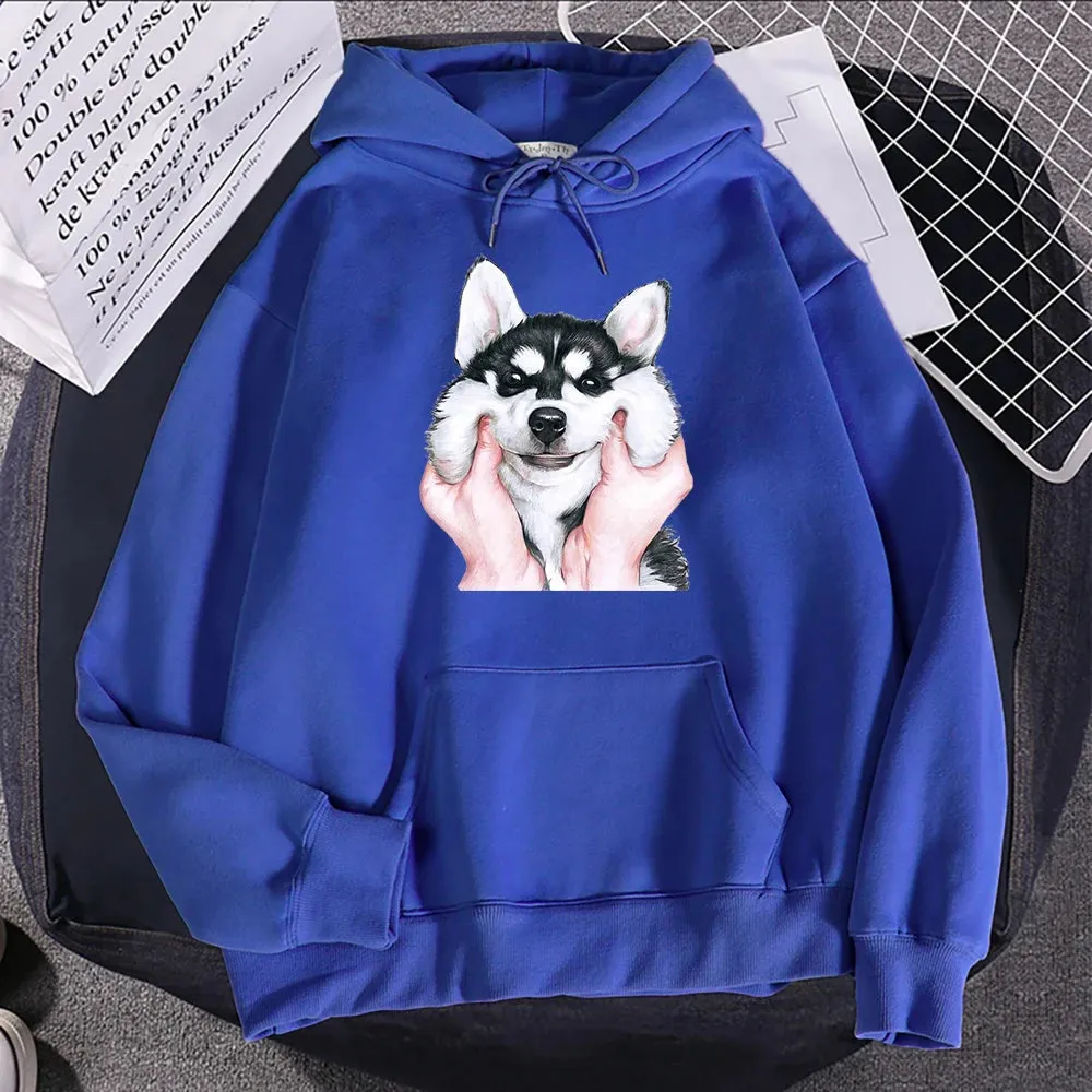 Hampson Cute Animal Husky Dog Printing Hoodie: Cozy Up in Whimsical Style