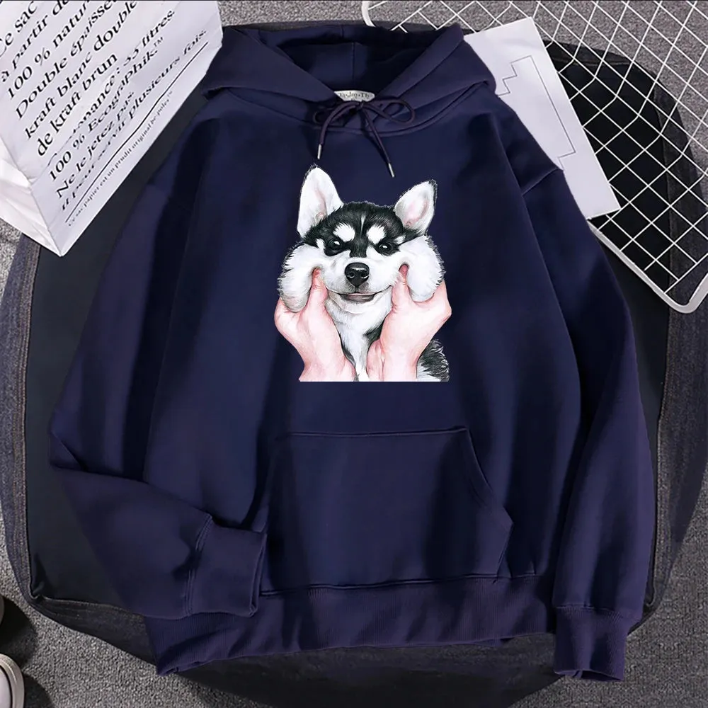 Hampson Cute Animal Husky Dog Printing Hoodie: Cozy Up in Whimsical Style