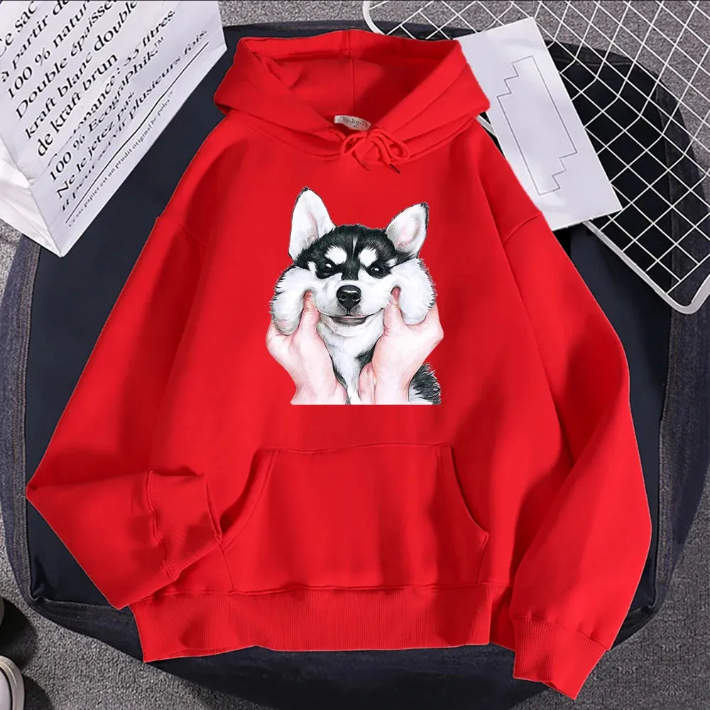 Hampson Cute Animal Husky Dog Printing Hoodie: Cozy Up in Whimsical Style