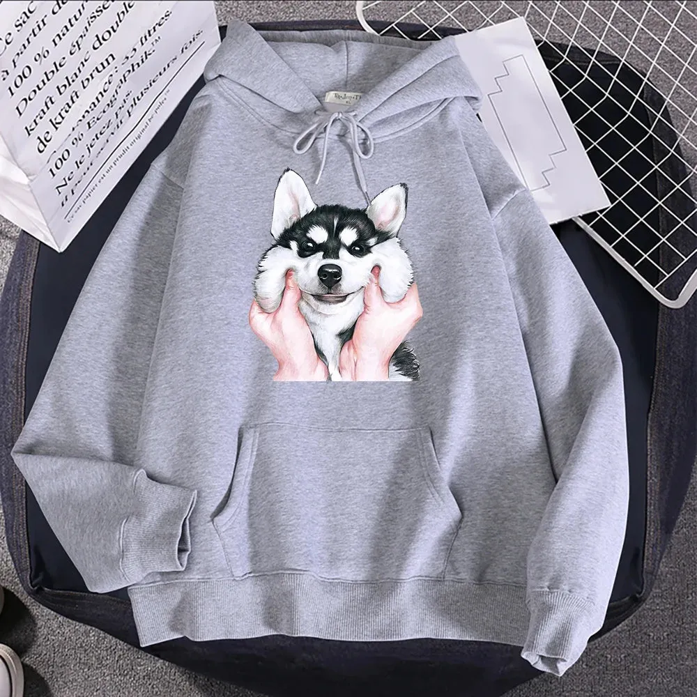 Hampson Cute Animal Husky Dog Printing Hoodie: Cozy Up in Whimsical Style
