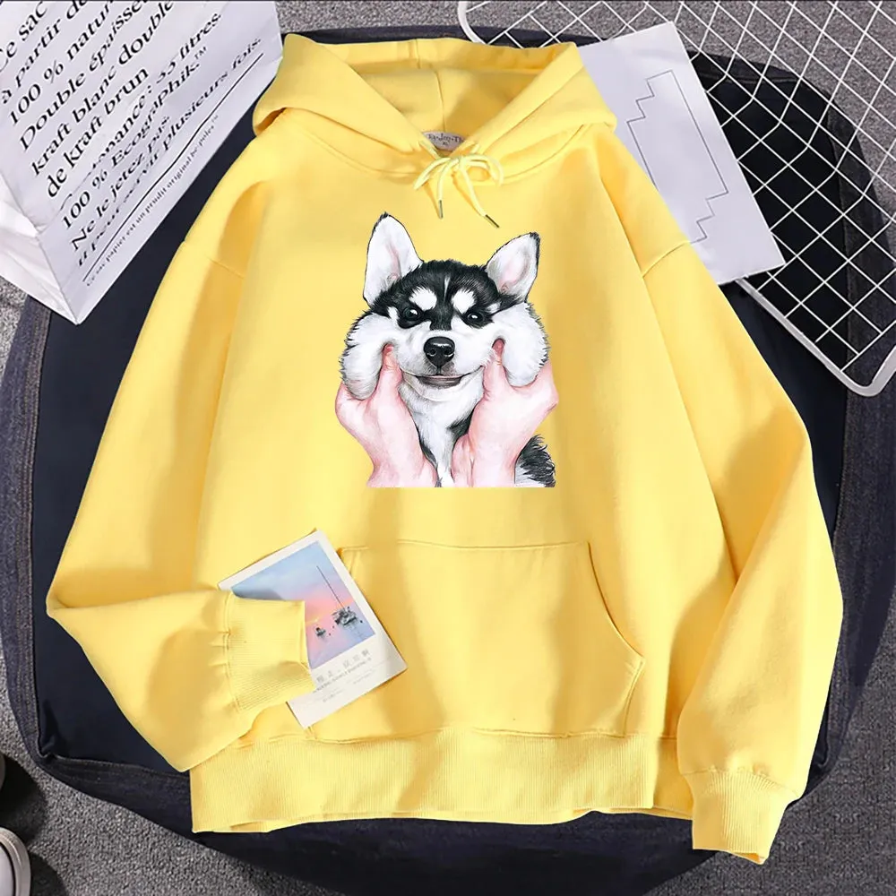 Hampson Cute Animal Husky Dog Printing Hoodie: Cozy Up in Whimsical Style