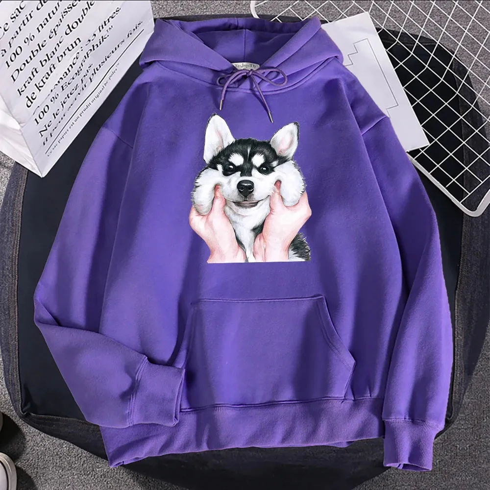 Hampson Cute Animal Husky Dog Printing Hoodie: Cozy Up in Whimsical Style