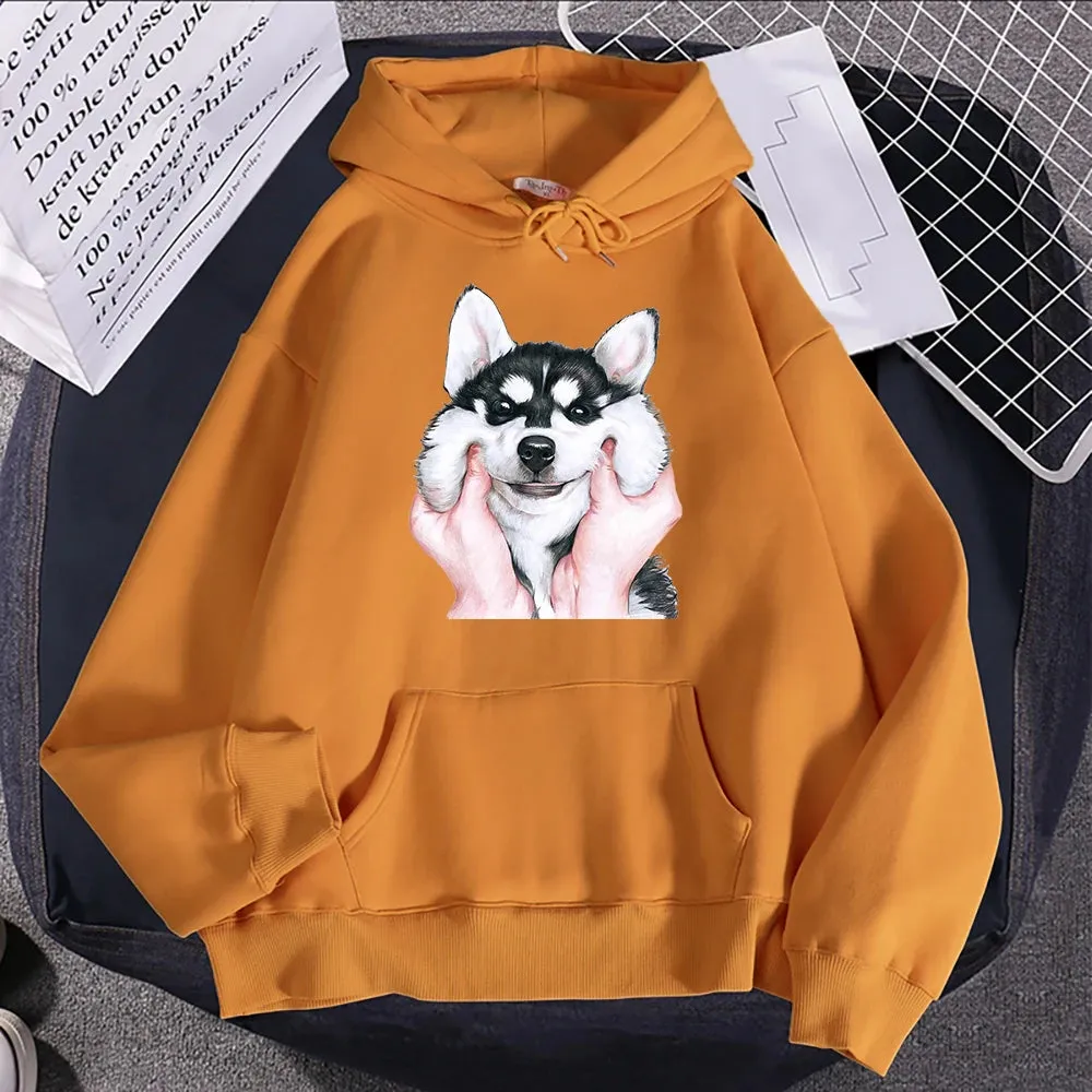 Hampson Cute Animal Husky Dog Printing Hoodie: Cozy Up in Whimsical Style