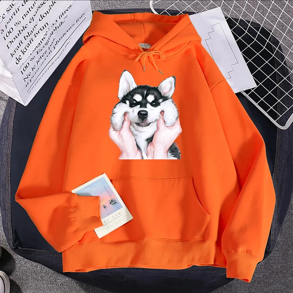 Hampson Cute Animal Husky Dog Printing Hoodie: Cozy Up in Whimsical Style
