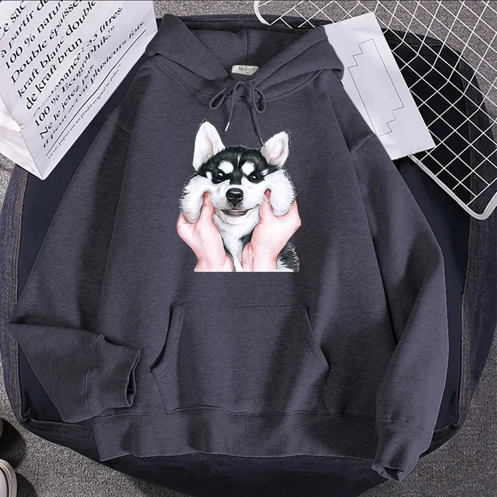 Hampson Cute Animal Husky Dog Printing Hoodie: Cozy Up in Whimsical Style