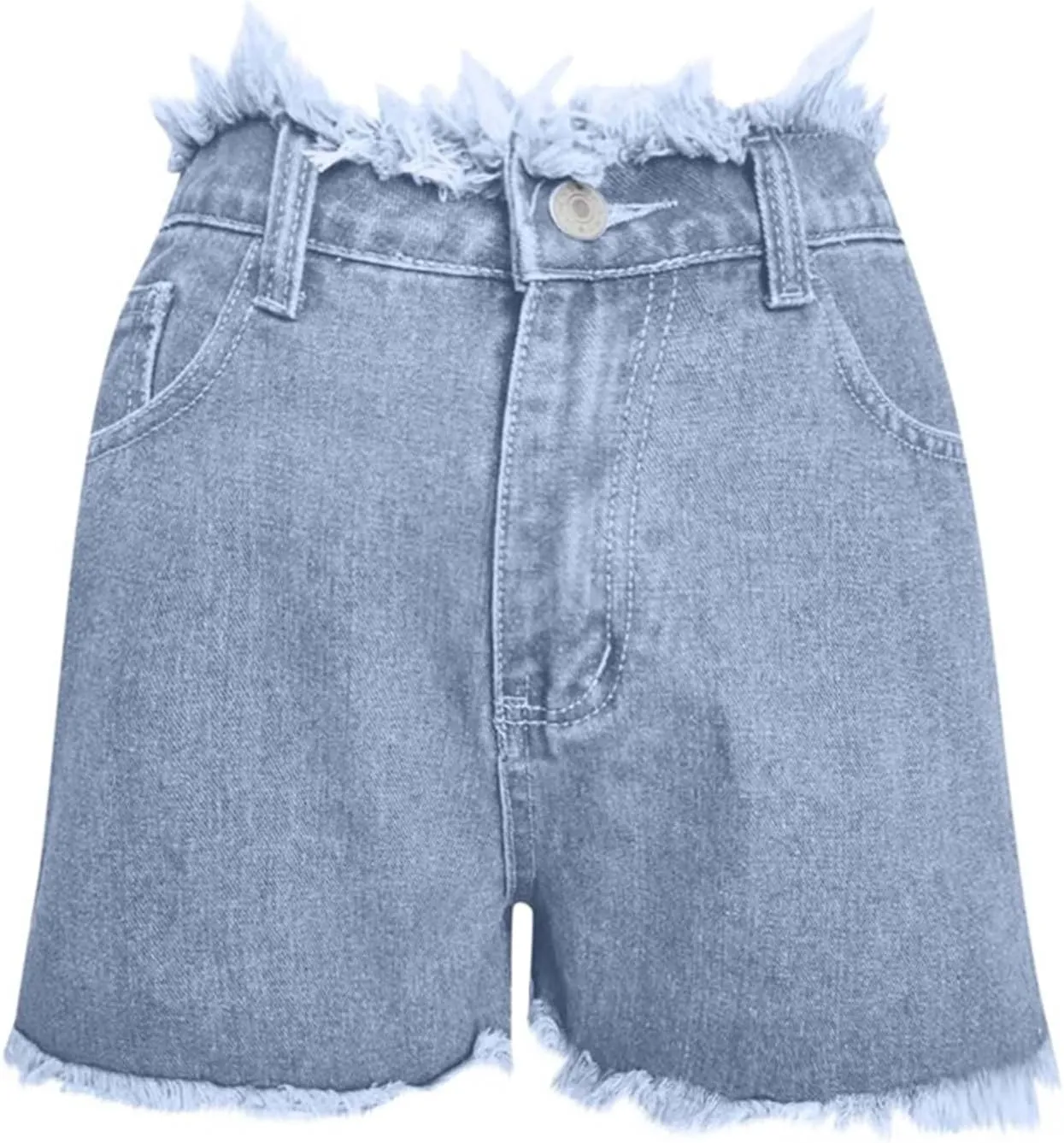 HGps8w Women's Raw Hem Rippe High Waisted Jean Shorts Trendy Casual 2025 Summer Stretchy Distressed Denim Shorts with Pockets