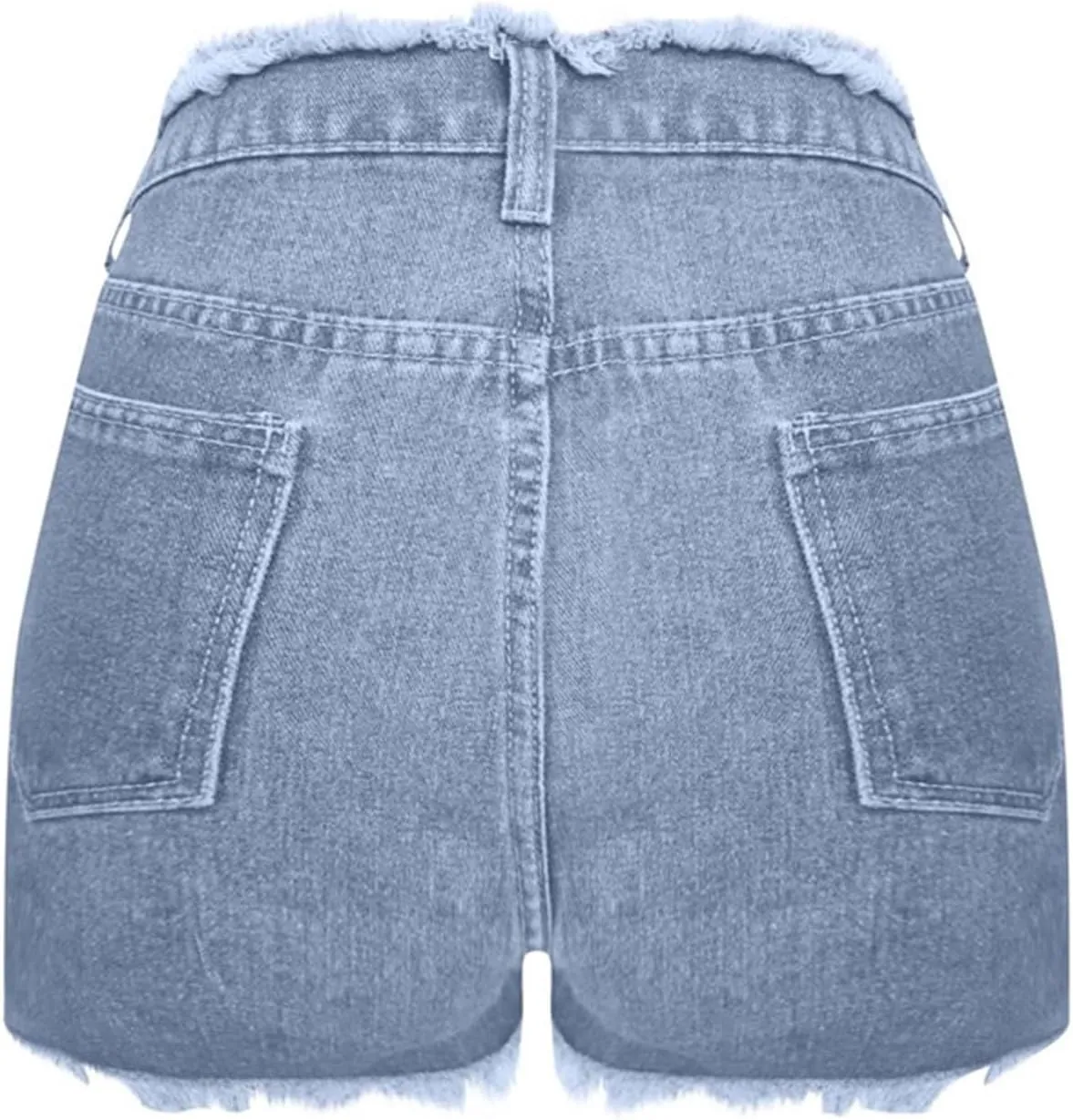 HGps8w Women's Raw Hem Rippe High Waisted Jean Shorts Trendy Casual 2025 Summer Stretchy Distressed Denim Shorts with Pockets