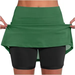 hlysgo Womens High Waisted Tennis Skort A-Line Skater Skirts with Lining Shorts Summer Plus Size Workout Athletic Shorts