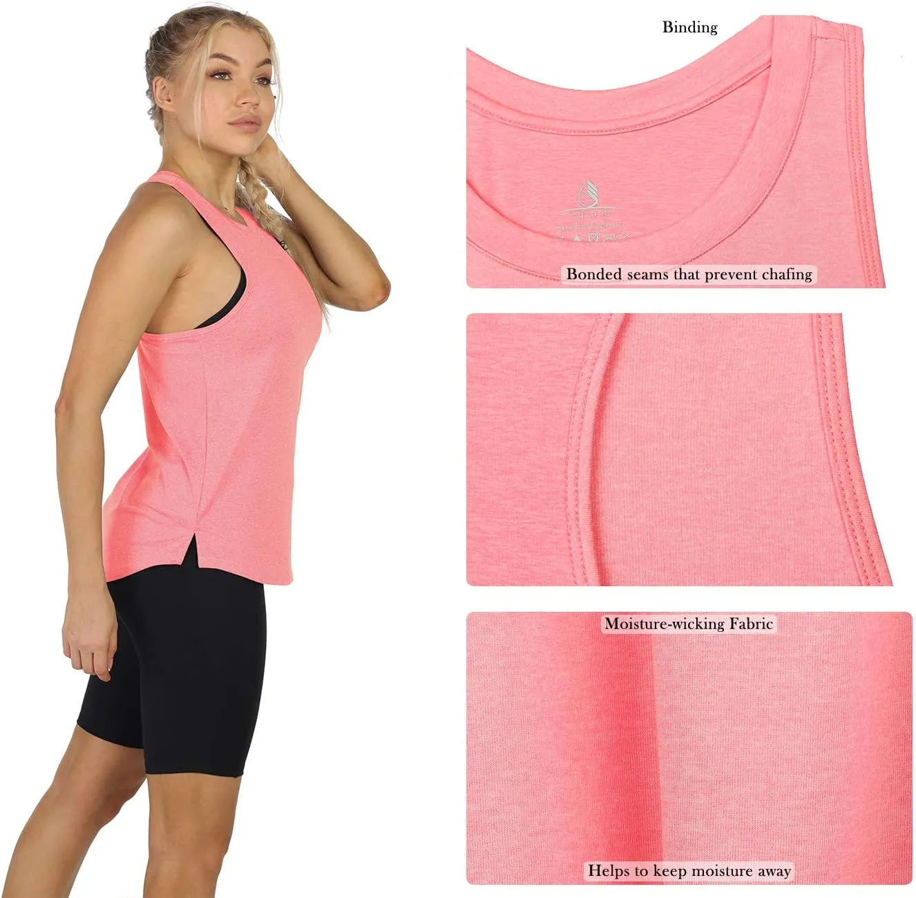 icyzone Women's Racerback Workout Tank Tops - Athletic Yoga Tops, Running Exercise Gym Shirts (Pack of 3)