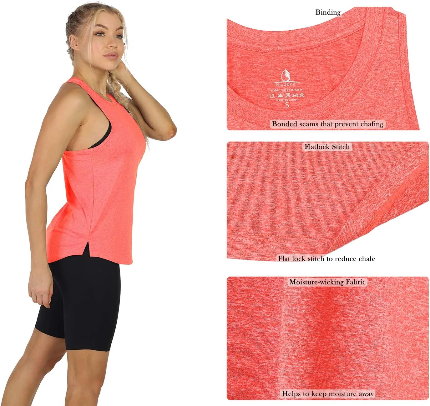 icyzone Women's Racerback Workout Tank Tops - Athletic Yoga Tops, Running Exercise Gym Shirts (Pack of 3)