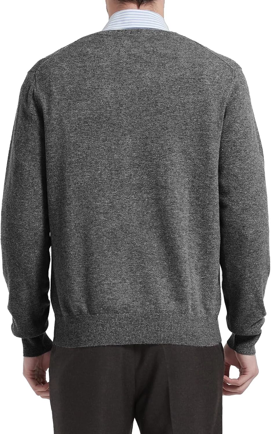 Kallspin Men's Wool Blend V-Neck Sweater Relax Fit Knit Pullover for Fall Winter