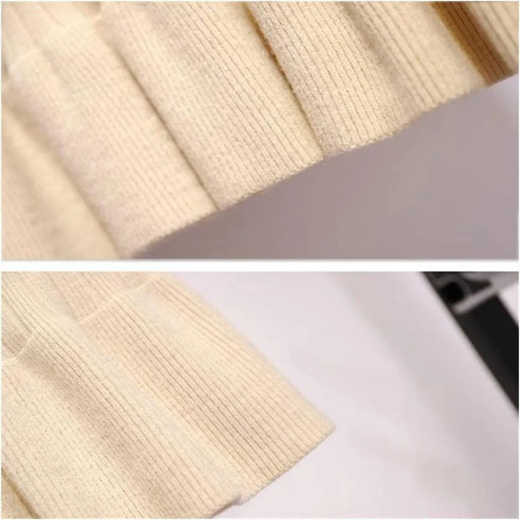 KEHAIOO Women Elastic Waist Drawstring Skirts Knitted Medium Long Skirts Spring Autumn Midi Skirt Casual Office Skirts