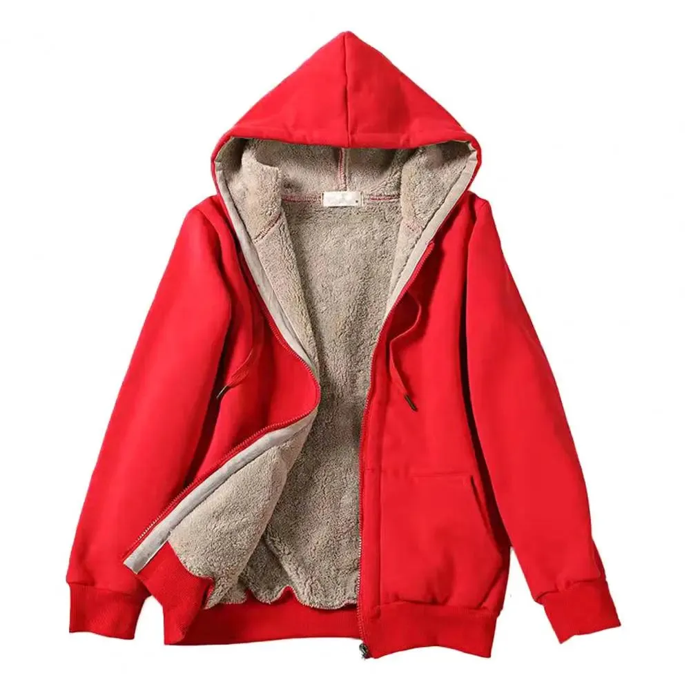 Lady Glams Fleeced Lined Solid Color Hoodie