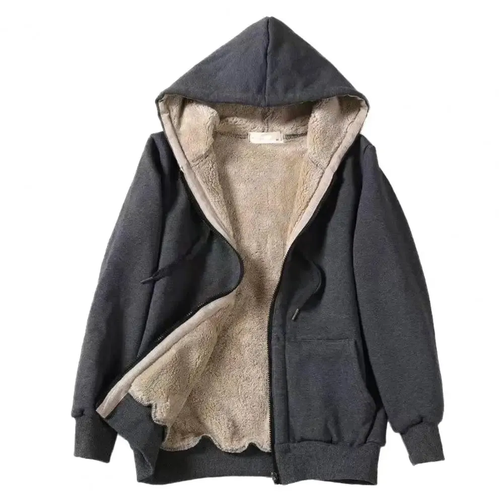 Lady Glams Fleeced Lined Solid Color Hoodie