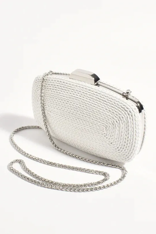 Leela Rope Detail Structured Clutch White