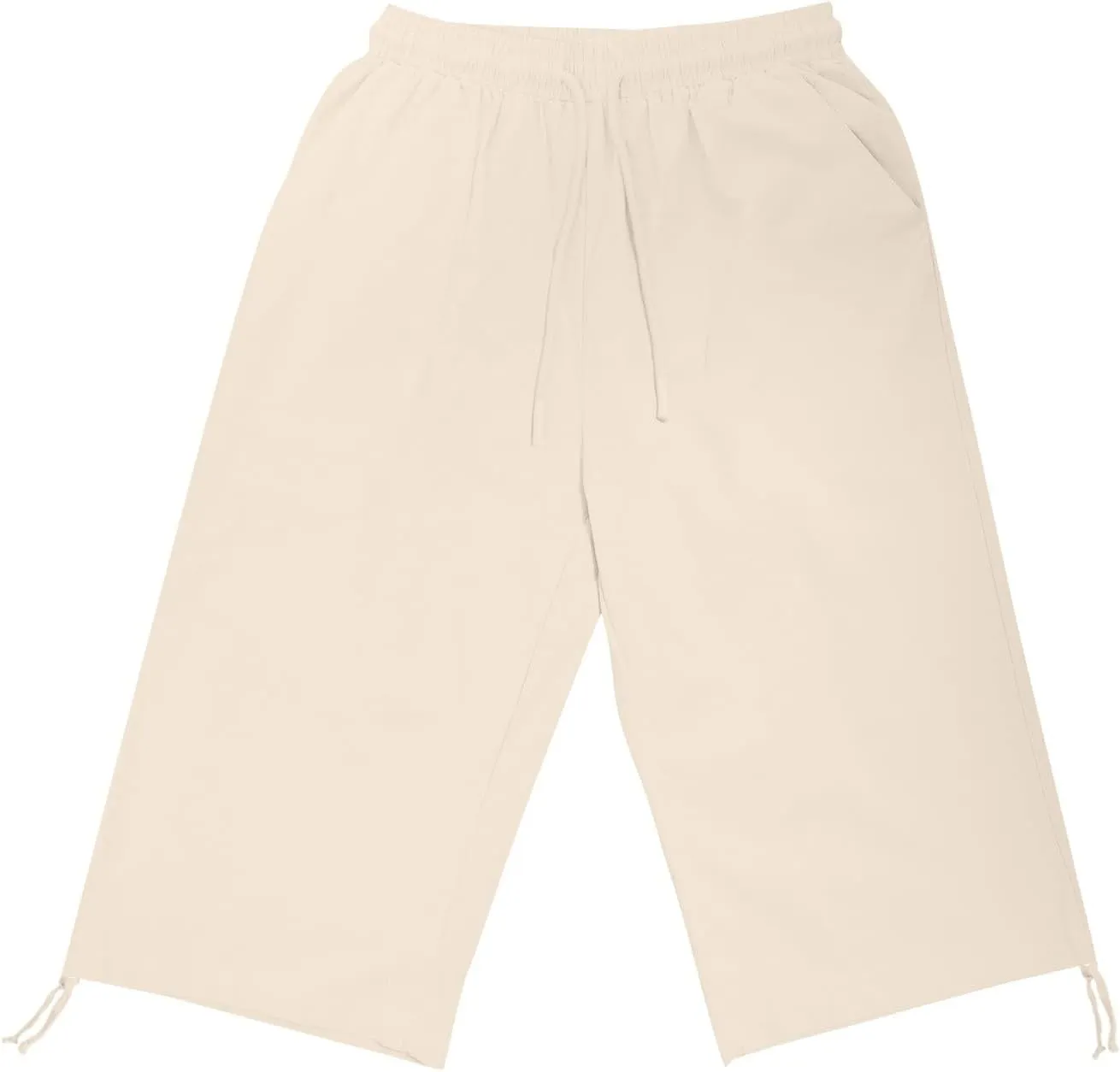 Linen Capri Pants for Womens High Waisted Drawstring Wide Leg Summer Capris Lightweight Elastic Casual Trousers