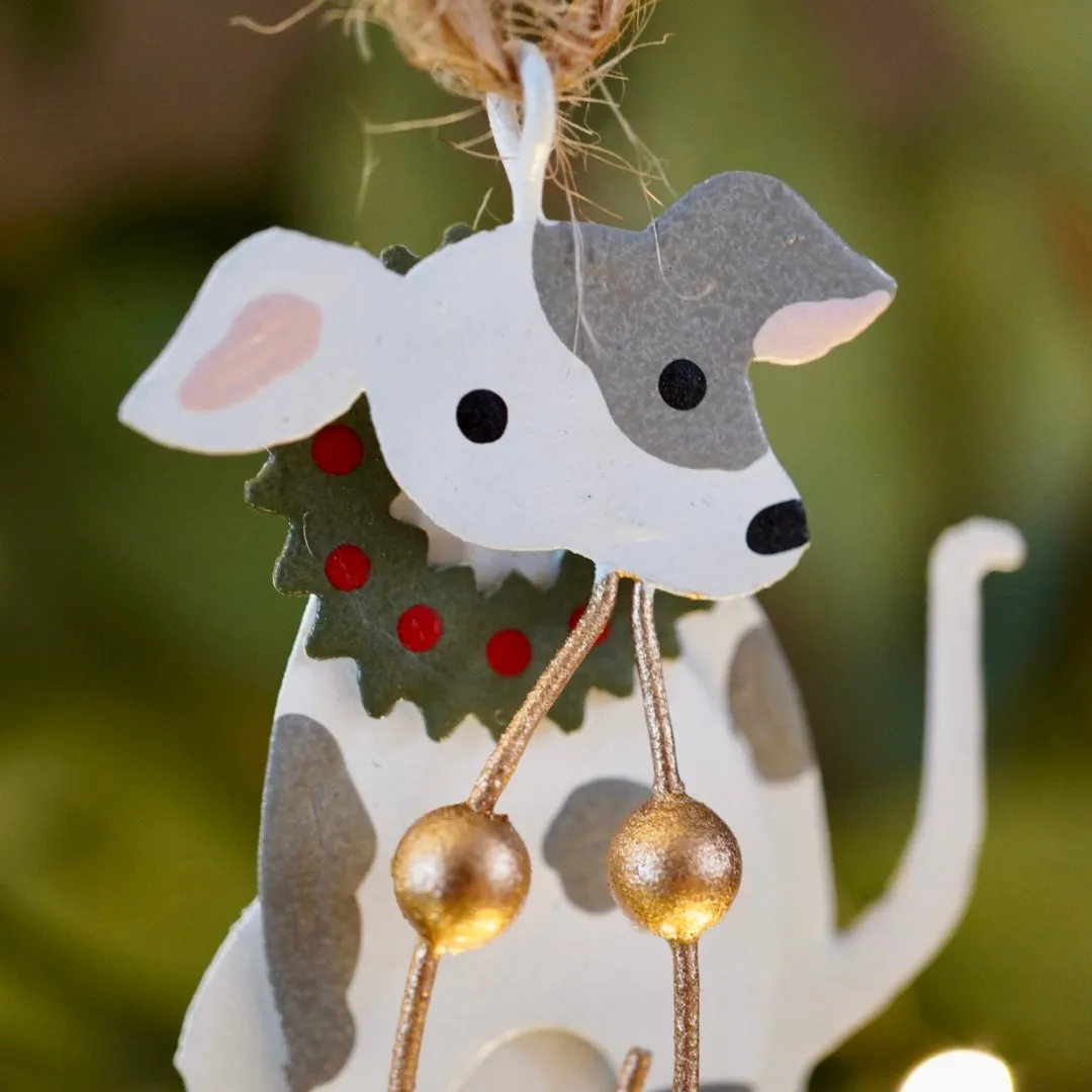 Little Dog with Wreath