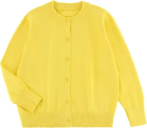 Little Kid Girls Cardigan Sweaters School Uniforms Cotton Crew Neck Knit Sweater Toddler 4Years -14 Years