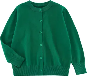 Little Kid Girls Cardigan Sweaters School Uniforms Cotton Crew Neck Knit Sweater Toddler 4Years -14 Years