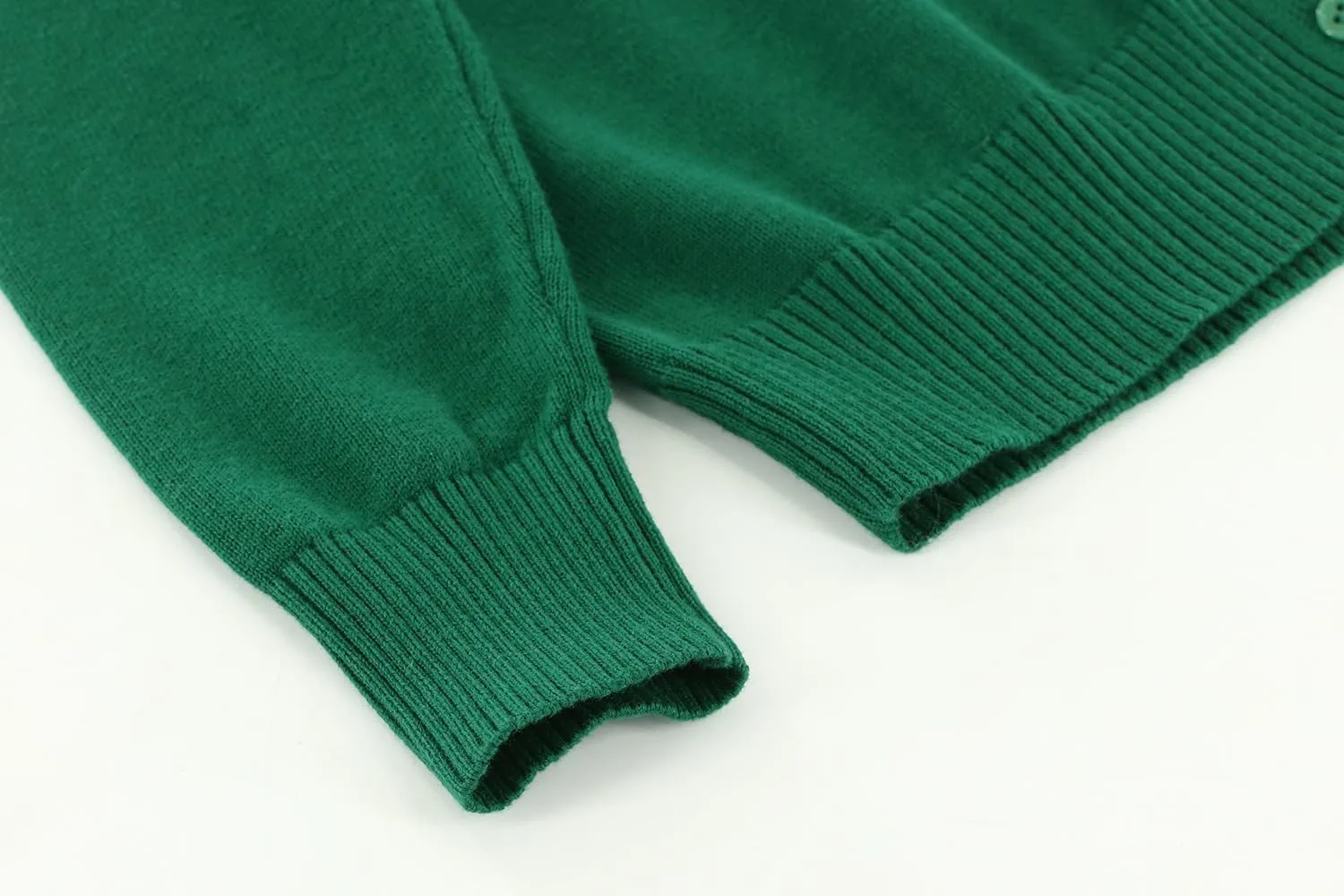 Little Kid Girls Cardigan Sweaters School Uniforms Cotton Crew Neck Knit Sweater Toddler 4Years -14 Years