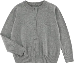Little Kid Girls Cardigan Sweaters School Uniforms Cotton Crew Neck Knit Sweater Toddler 4Years -14 Years